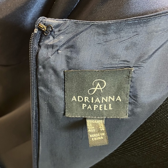 Navy Ruched Taffeta High-Low Gown - Picture 8 of 9